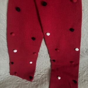 Vintage Christmas Scarf Red w/ Pon Poms